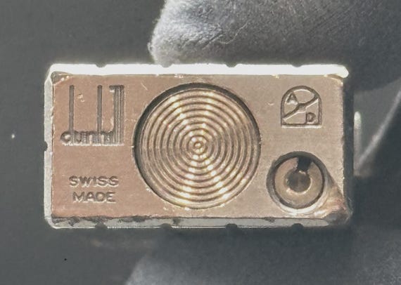 ヴィンテージ　dunhill カフス　SILVER925 刻印ラピスラズリ Dunhill Lighter Silver Stripe Signature Pattern