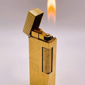 ダンヒル ローラガス ワーキング ヴィンテージ ライター ゴールド メッキ フルーテッド バート ストライプ デザイン 1970 年代