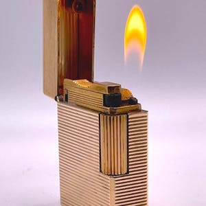 S.T. DUPONT Vintage WORKING Ligne 1 BR Kleines Feuerzeug Gold Horizontale Streifen