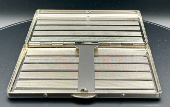 Vintage Silver Tone Metallic Vertical Striped Pat… - image 10