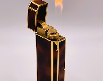 Cartier Vintage WORKING Pentagon Large Lighter in Tortoiseshell Enamel w/Gold Trim early 1980’s