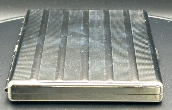 Vintage Silver Tone Metallic Vertical Striped Pat… - image 3