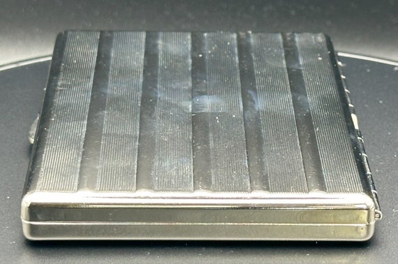 Vintage Silver Tone Metallic Vertical Striped Pat… - image 4