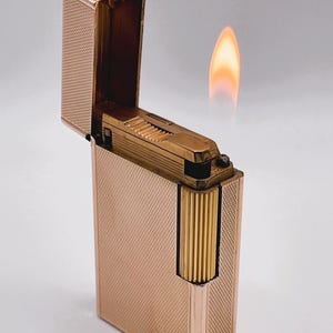 S.T. DUPONT Vintage WORKING Ligne 1 BR Large Lighter Rare Rose Gold Barley late 1970’s