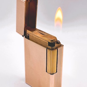 S.T. DUPONT Vintage WORKING Ligne 1 BR Large Lighter Rare Rose Gold Barley late 1970’s