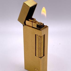 Encendedor vintage Dunhill Rollagas WORKING con diseño de cebada dorada y logotipo “d” c1985
