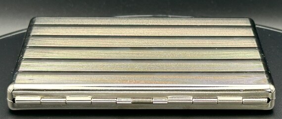 Vintage Silver Tone Metallic Vertical Striped Pat… - image 6
