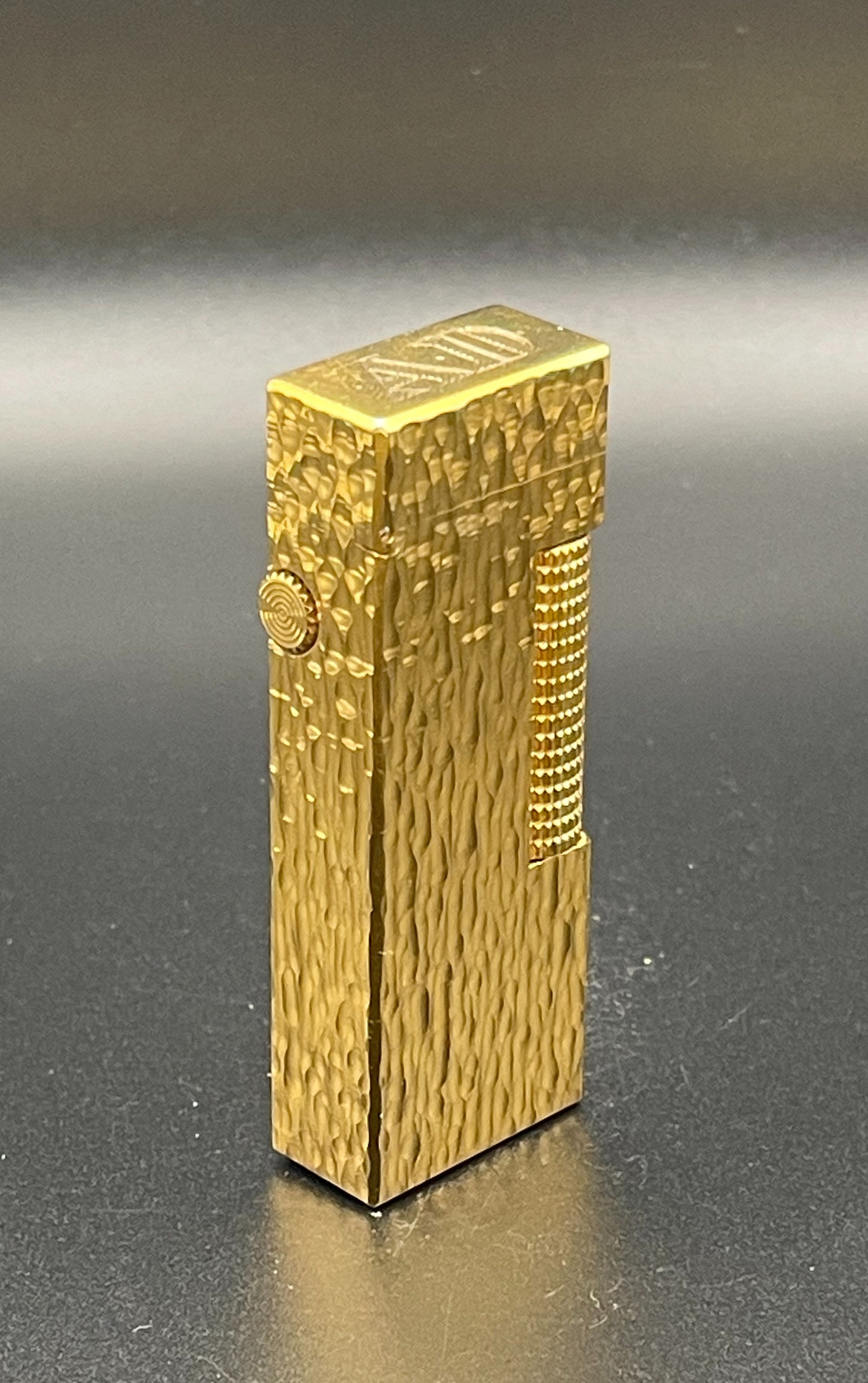 Dunhill Rollagas WORKING Vintage Lighter Gold Plated Bark W