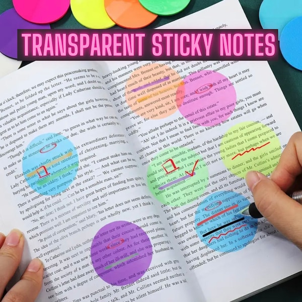 Transparent Sticky Notes, Clear Sticky Tabs, Translucent Book Marker Page Flags Stickers, Bible Journaling,Office School Study Supplies 200p