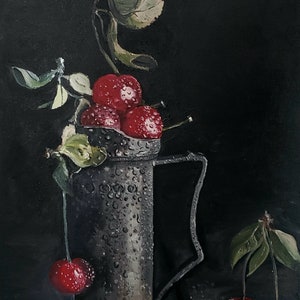 Cherries oil painting 2