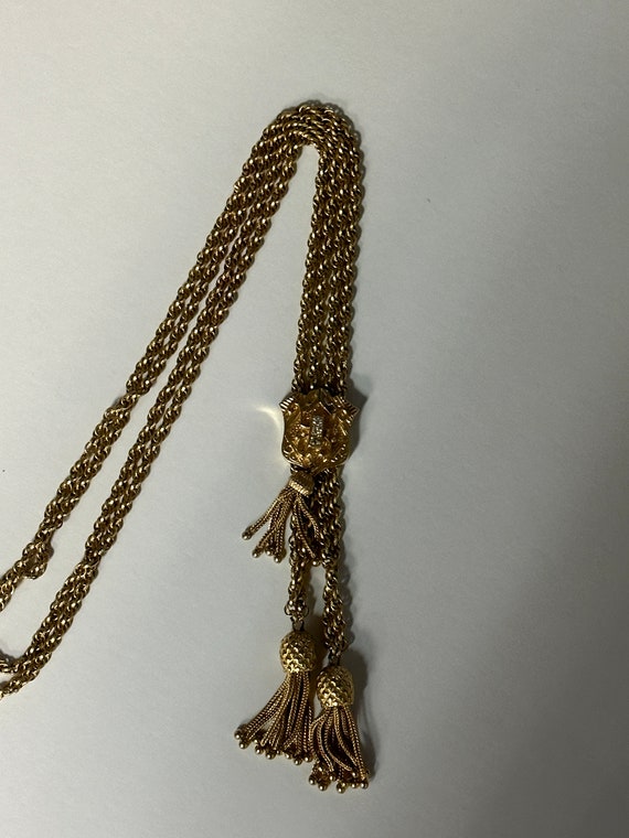 Mid-Century 14K Yellow Gold Slider Necklace - image 2