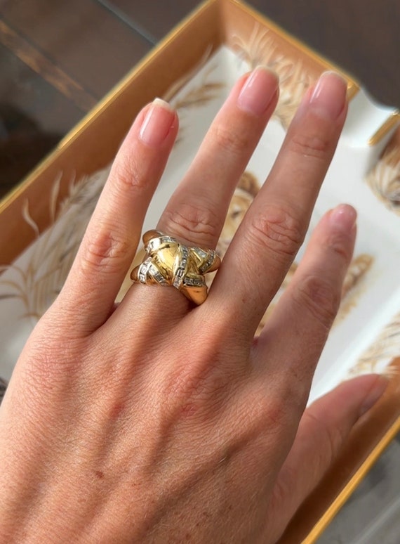 Domed Diamond Crossover Ring - image 1