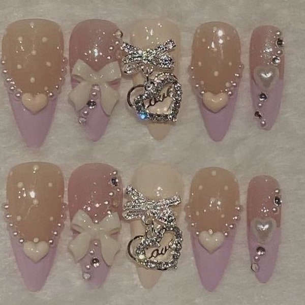 Princess Jelly 3D Gel Nail Set | Unique Press On Nails | Y2K 3D Gel Manicure | Y2K Jelly Korean Nails Press on|