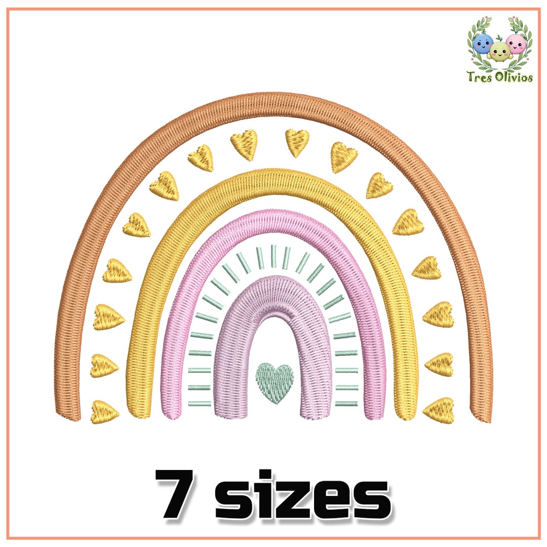 Cute Boho Rainbow Machine Embroidery Design, Baby Boho Pattern, Cute ...