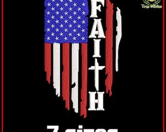 American Flag Embroidery Design, Christian Faith, 4th of July, USA Independence Day embroidery 4x4 pes dst hus jef