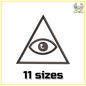 All Seeing Eye machine embroidery design file, Eye of Providence, Simple Esoteric Masonic symbol pes dst hus jef