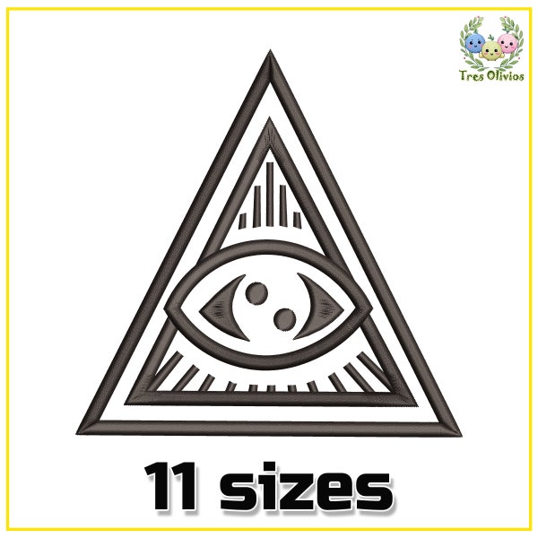 All Seeing Eye machine embroidery design file, Eye of Providence, Esoteric Masonic symbol pes dst hus jef