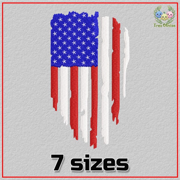 Vintage American Flag Machine Embroidery Design, distressed flag of the USA, Patriotic, 4th of July embroidery 4x4 pes dst hus jef