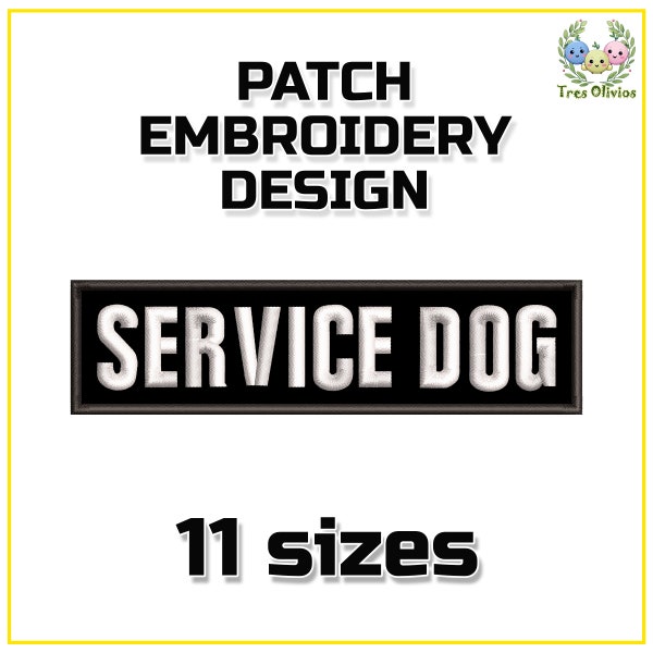 Service Dog Patch machine embroidery design file, 11 sizes, 2 colors pes dst hus jef