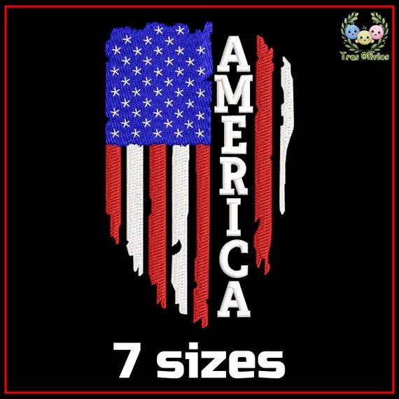 American Flag Embroidery Design, Vertical Flag, 4th of July, USA Independence Day embroidery 4x4 pes dst hus jef