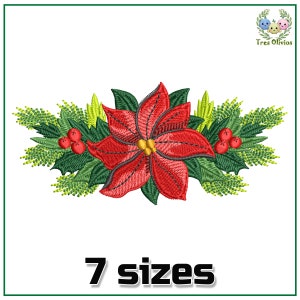May include: Red poinsettia flower with green leaves and red berries. 7 sizes.