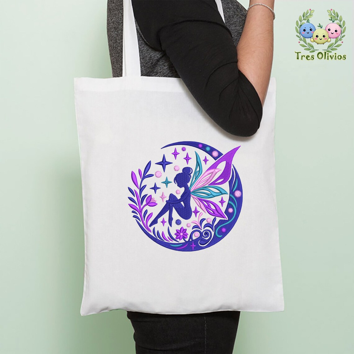 Fairy on the Moon Machine Embroidery Design, Celestial Magic Girl ...