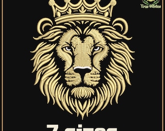 Lion with crown machine embroidery design, Lion of Judah, Wild Animal, Safari embroidery, 4x4 pes dst hus jef