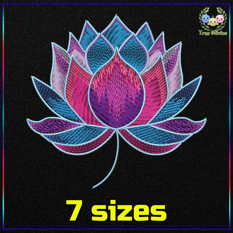 Lotus Flower Machine Embroidery Design, Bright Floral Pattern 4x4 Pes ...