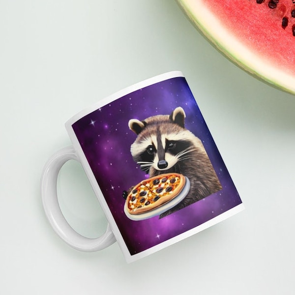 Raccoon Mug/Raccoon Pizza Mug/Raccoon Mug/Raccoon Gift/Raccoon Lover/Raccoon Cute
