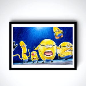 Mega Minions from Despicable Me coloured pencils Drawing