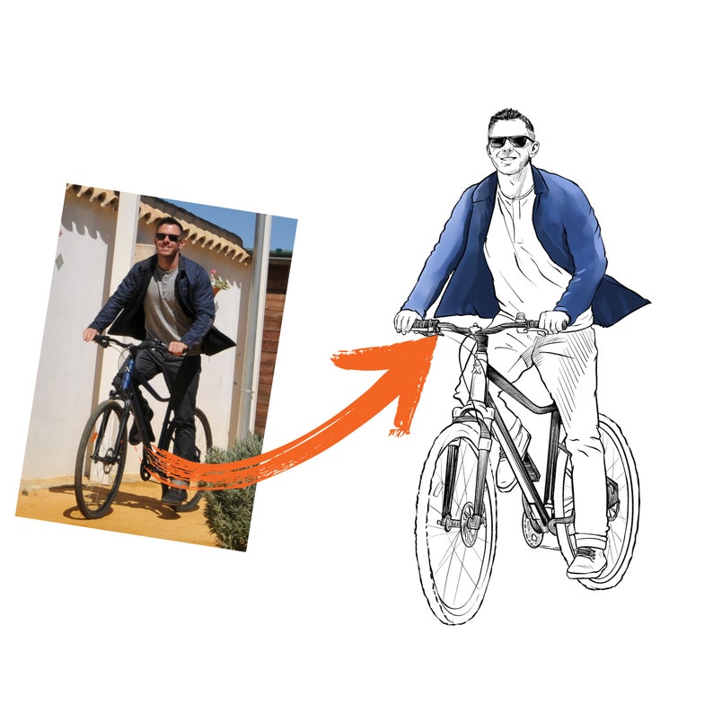 Custom Cycling Illustration Your Own Hand-Drawn Digital Cyclist Portrait 画像 1