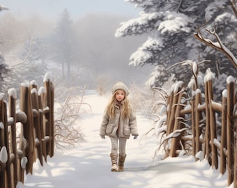 Fondo digital de país de las maravillas invernal. Fondo de invierno, Fondo para niños, Fondo de bellas artes, Fondo de nieve, Fondo de maternidad,