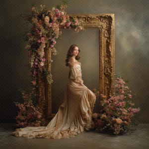 Fine Art Floral Gold Frame Digital Backdrop! Fine art backdrop, Fine art texture, Maternity backdrop, Studio backdrop, Frame backdrop,