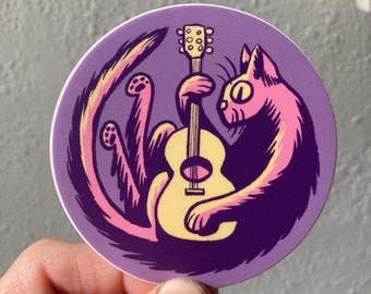 Guitar Cat stickers (3-pack)