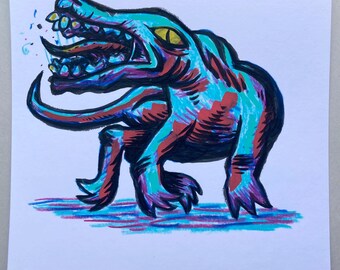 blue wiggler beastform, original art