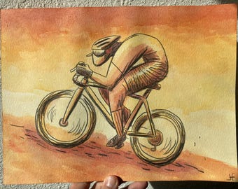 bicyclist ascending, original art