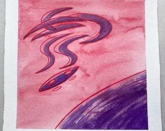 curvilinear flip down a bank, original art