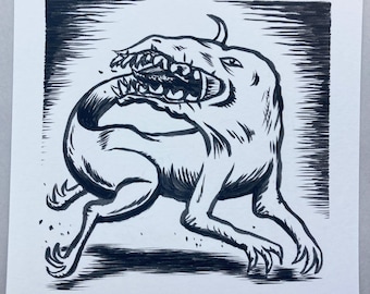beast form frolic in ink, original art