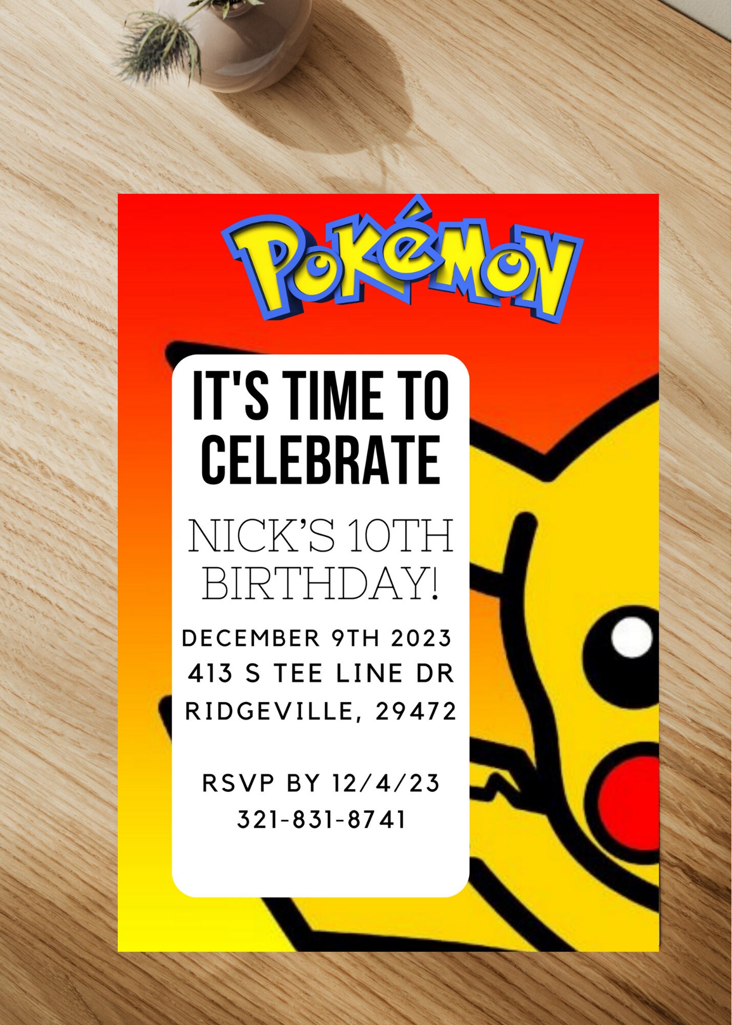 Printable Pokemon Invitation - Etsy