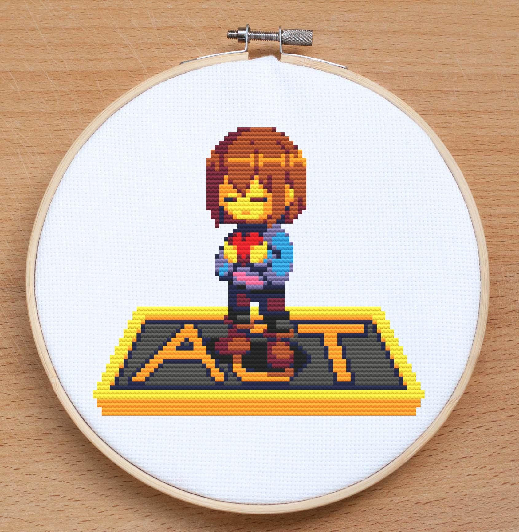 フリスクのクロスステッチパターン：アンダーテールのピクセルアート 