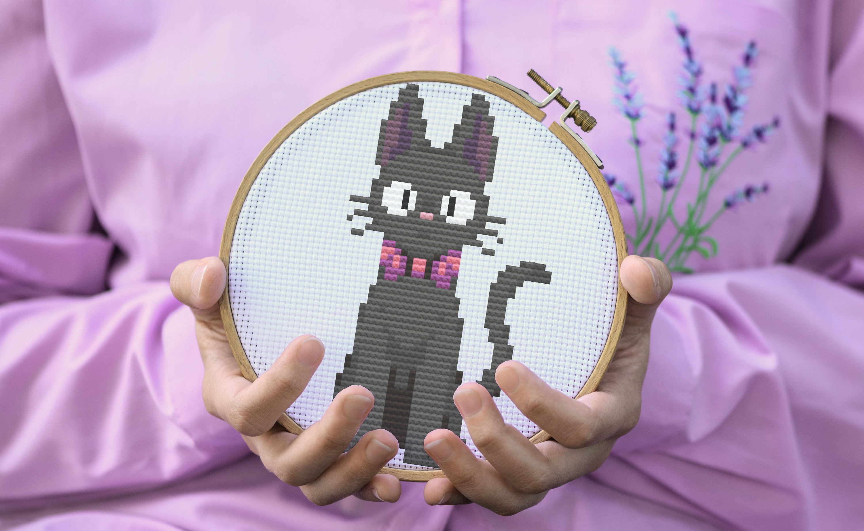 ジジ クロスステッチ パターン 魔女の宅急便 簡単パターン 刺繍 猫