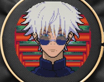 Gojo Satoru Cross Stitch Pattern: Jujutsu Kaisen Anime (PDF Download)
