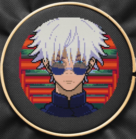 Gojo Satoru Cross Stitch Pattern: Jujutsu Kaisen Anime (PDF Download)