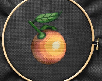 Orange Cross Stitch Pattern: Easy Fruit Embroidery (PDF Download)