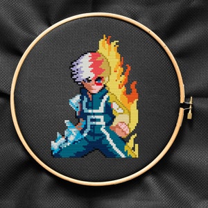 Todoroki Shoto Cross Stitch Pattern: Anime Embroidery (PDF Download)