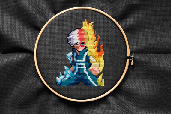轟焦凍のクロスステッチパターン：アニメ刺繍（PDFダウンロード
