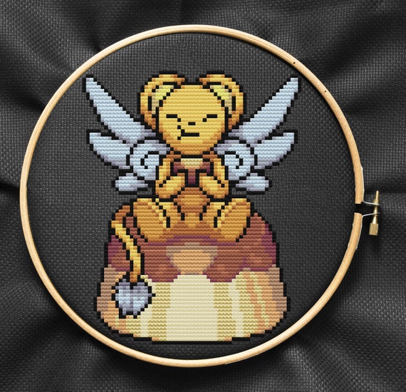 ケロちゃんのクロスステッチパターン：アニメ刺繍（PDFダウンロード