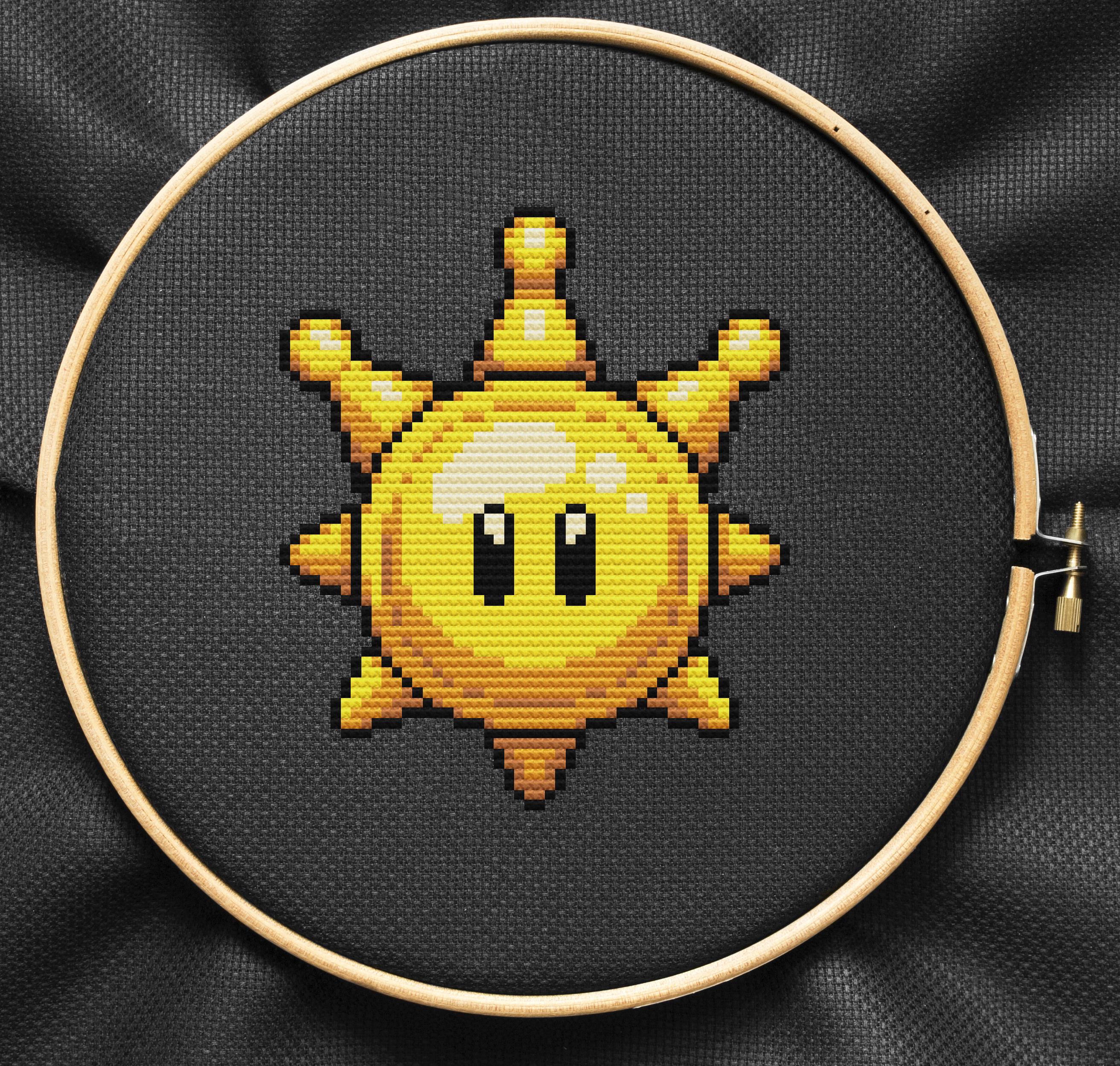 Shine Cross Stitch Pattern Mario Sunshine Embroidery Pixelart Easy