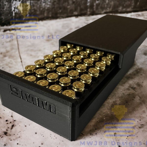 Sliding 9mm Ammo Storage Bullet Box Case - 50rd Round - Multiple Colors Available!