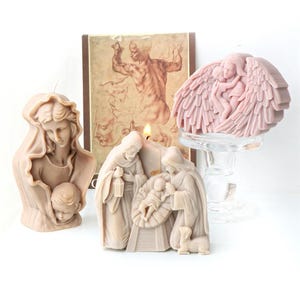 Holy Family Silicone Candle Mold, Virgin Mary Hugging Baby Jesus Sculpture, Home Ornament Making, Christian Art Resin Craft, DIY Decorations